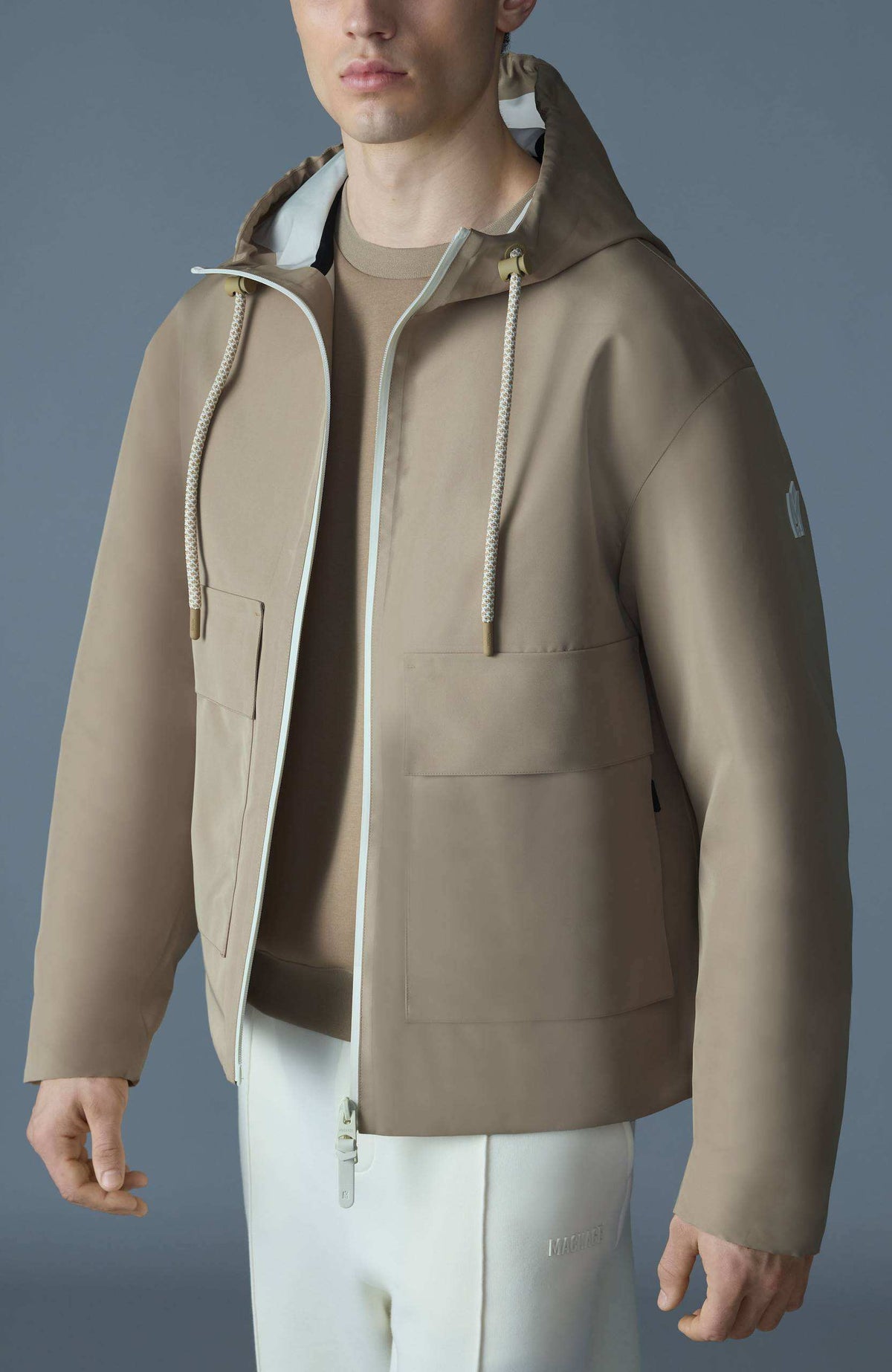 Light Camel-Cream Men's Rainwear/ Rainproof Jacket