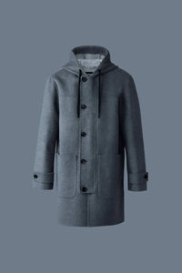 Carbon Mix-Light Grey Mix Men's Hooded Wool Coat