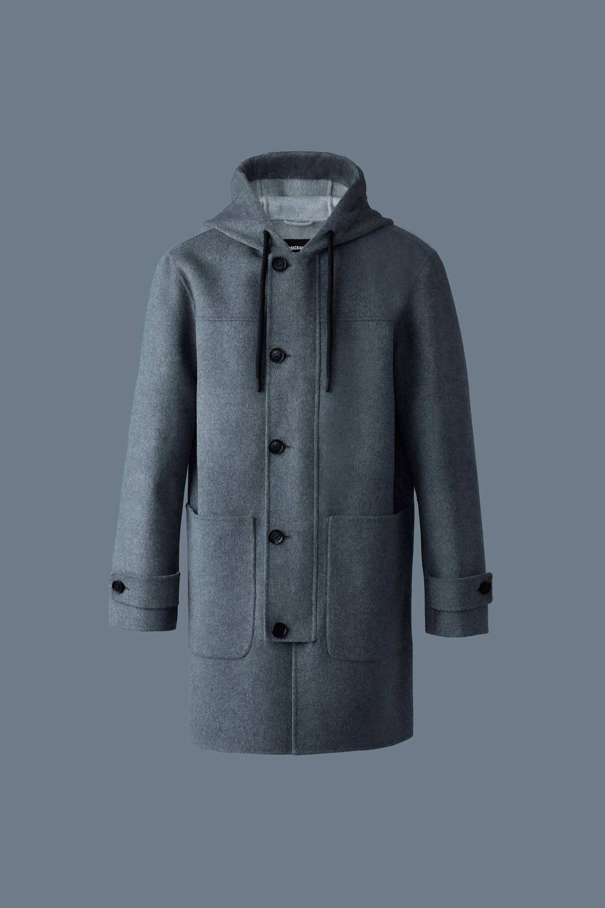Carbon Mix-Light Grey Mix Men's Hooded Wool Coat