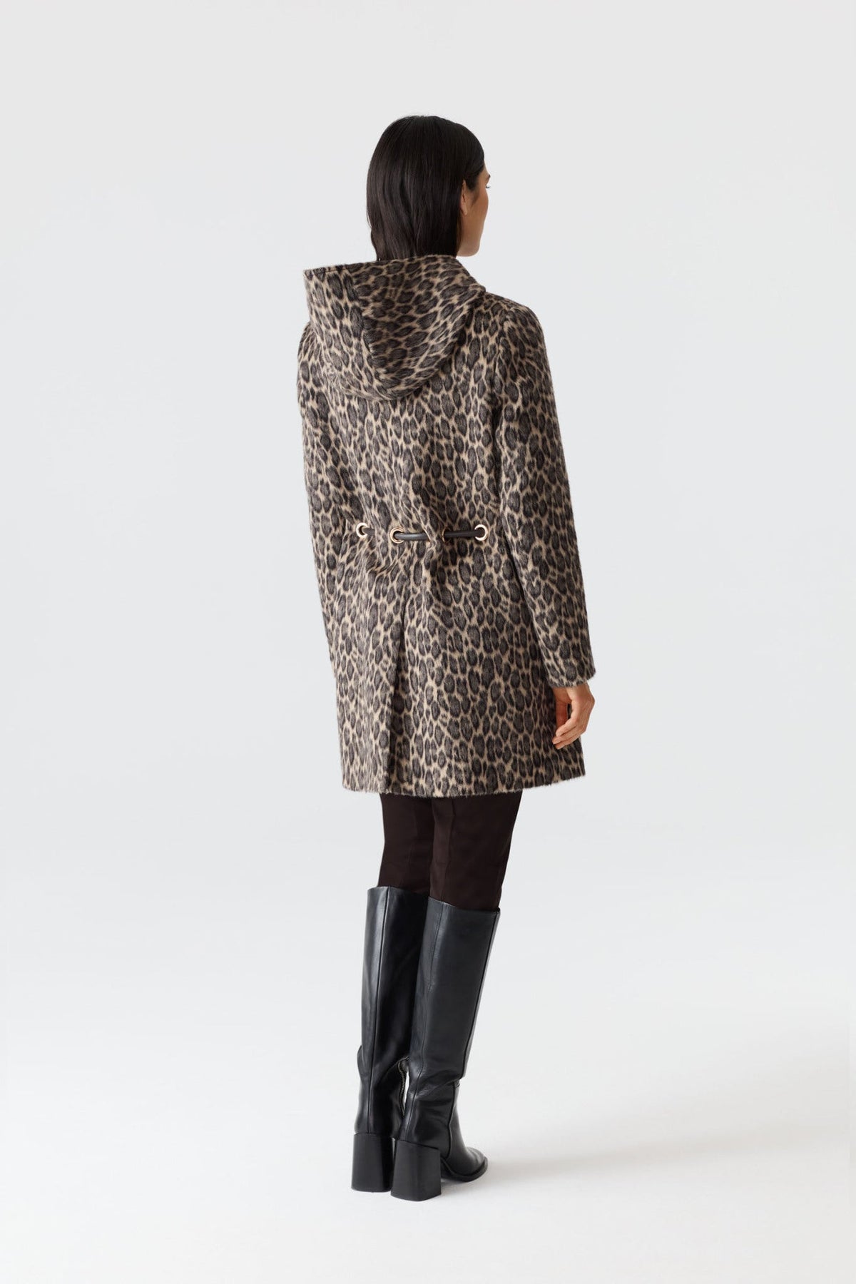 Light Camel Multi Ladies Belted  Wool Coat