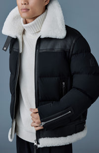 Black-Natural Men's Mixed Media Jacket