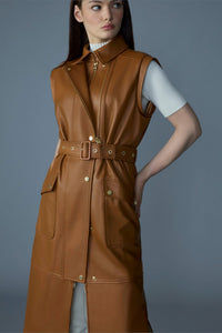 Earth Brown Ladies Leather coat