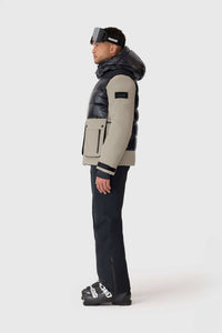Taupe Men's Hooded Down Jacket