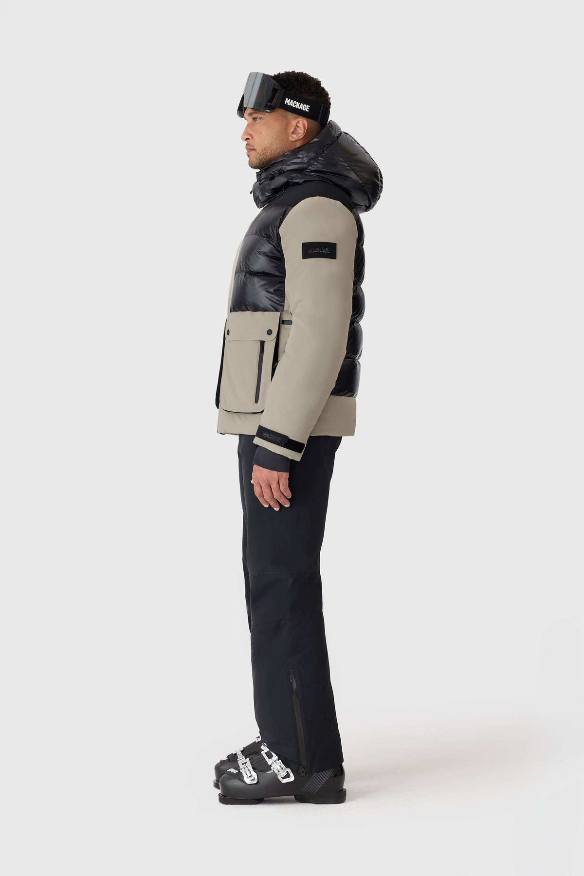 Taupe Men's Hooded Down Jacket