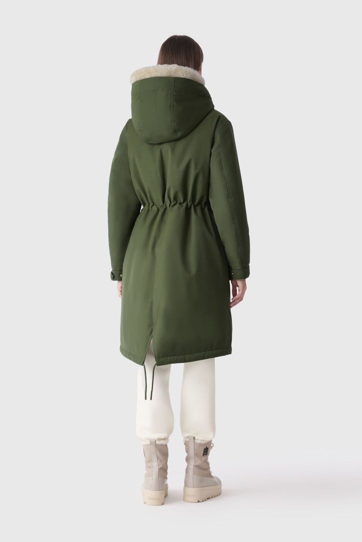 Light Military Ladies Hooded Down Coat