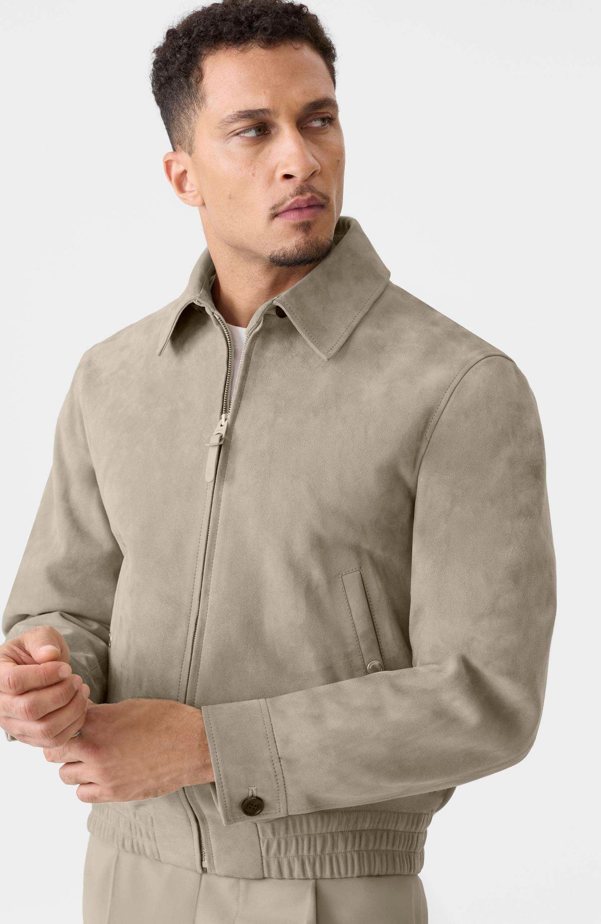 Taupe Men's Zip Up Jacket