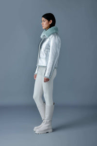 Silver-Mint Ladies Shearling Jacket