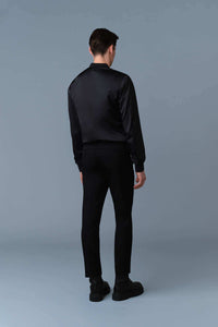 Black Men's Satin Bomber Jacket