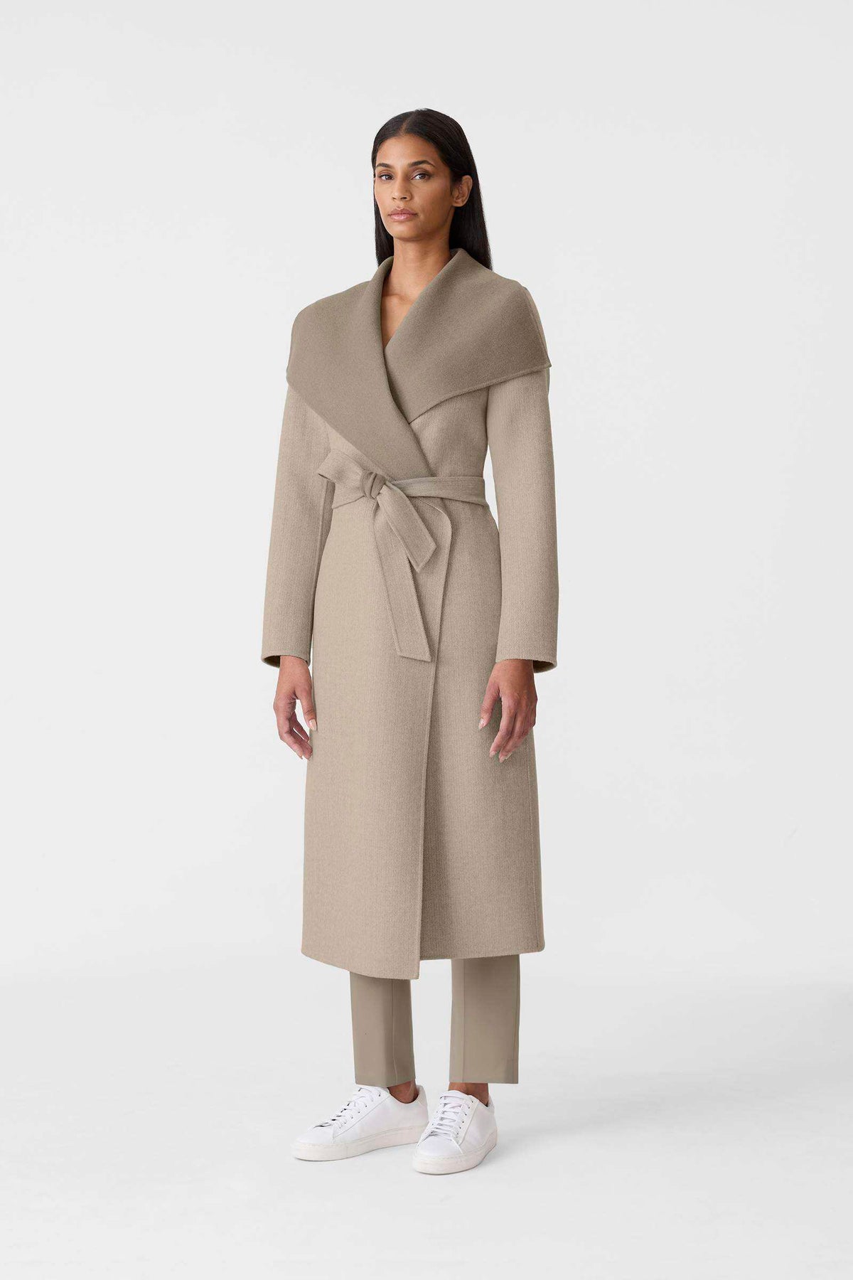 Taupe Mix-Taupe Ladies  Wool Coat