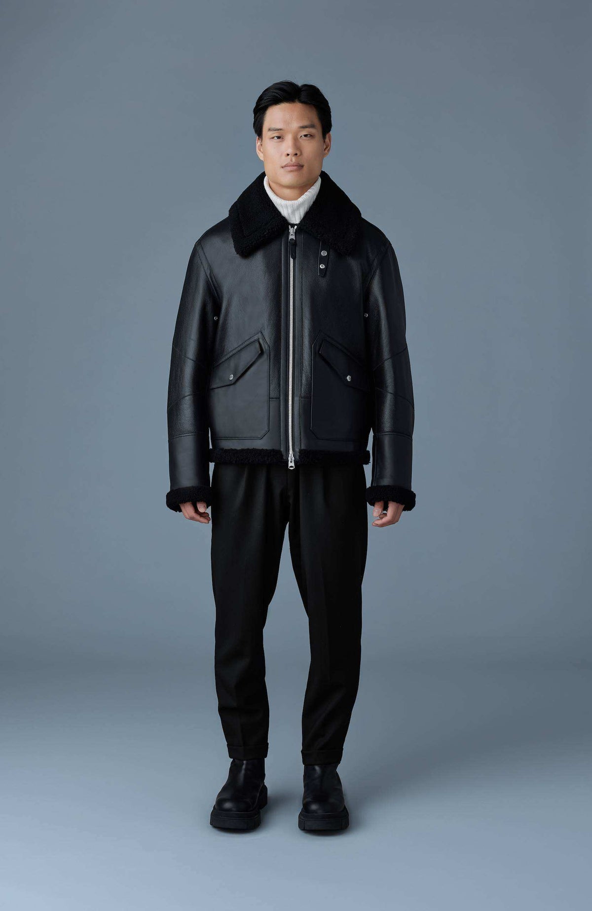 Black Men's Shearling Jacket