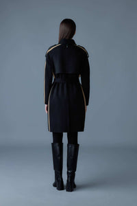 Black Ladies Belted Light Wool Coat