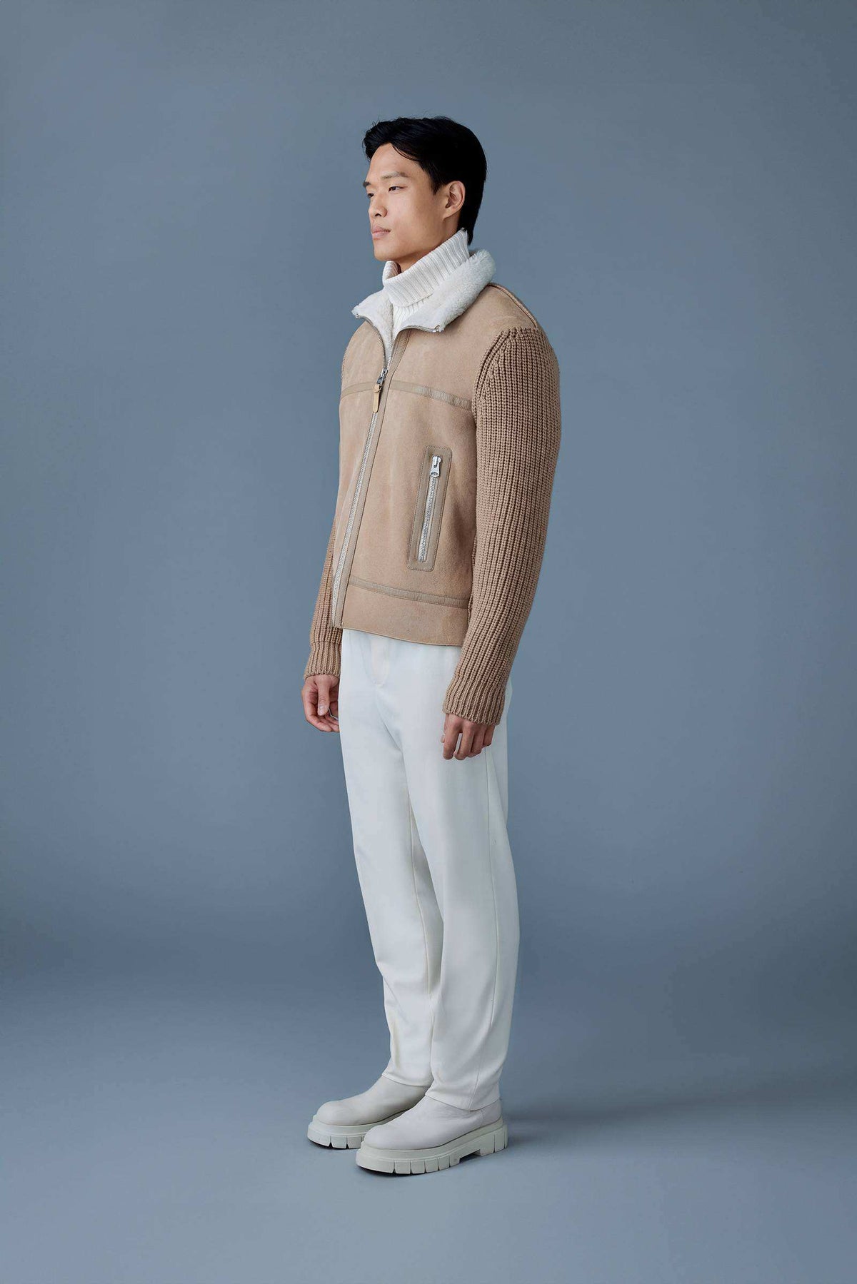 Light Camel-Natural Men's Mixed Media Jacket