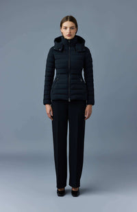 Black Ladies Hooded Down Jacket