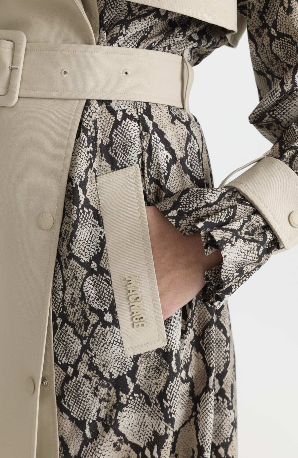 Taupe Snake Ladies Trench Coat