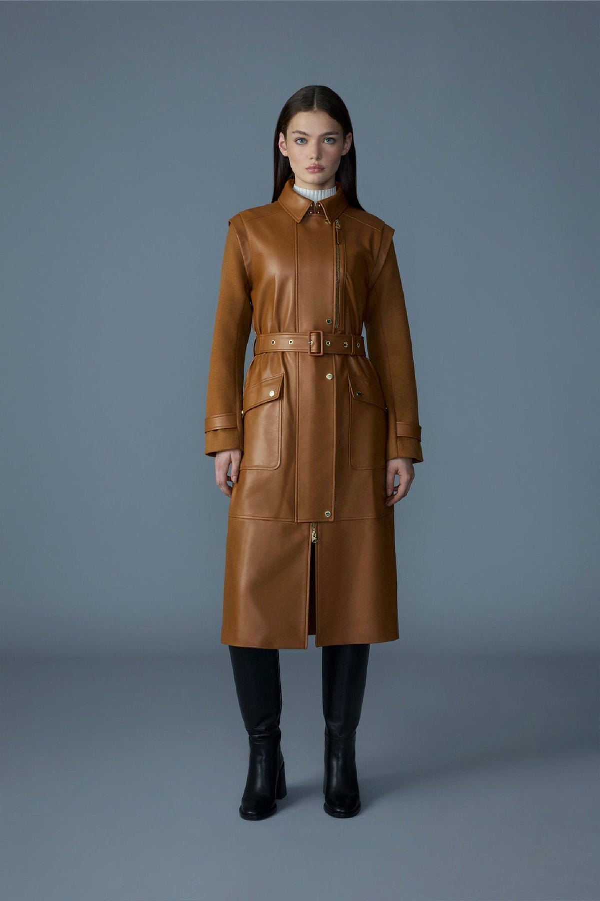 Earth Brown Ladies Leather coat