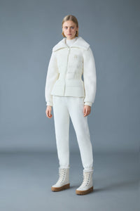 Cream Ladies Mixed Media Jacket