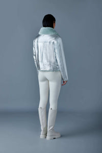 Silver-Mint Ladies Shearling Jacket