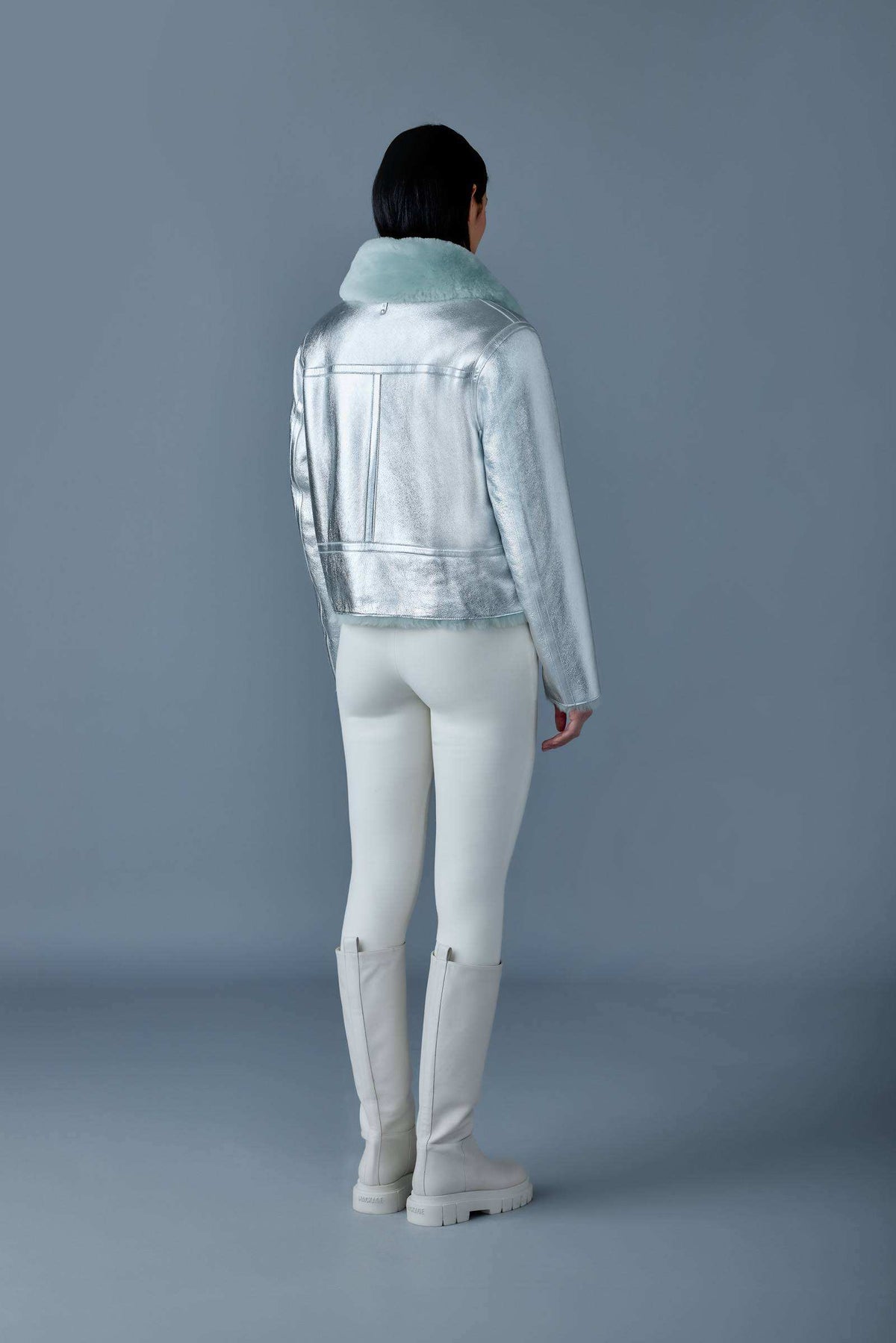 Silver-Mint Ladies Shearling Jacket