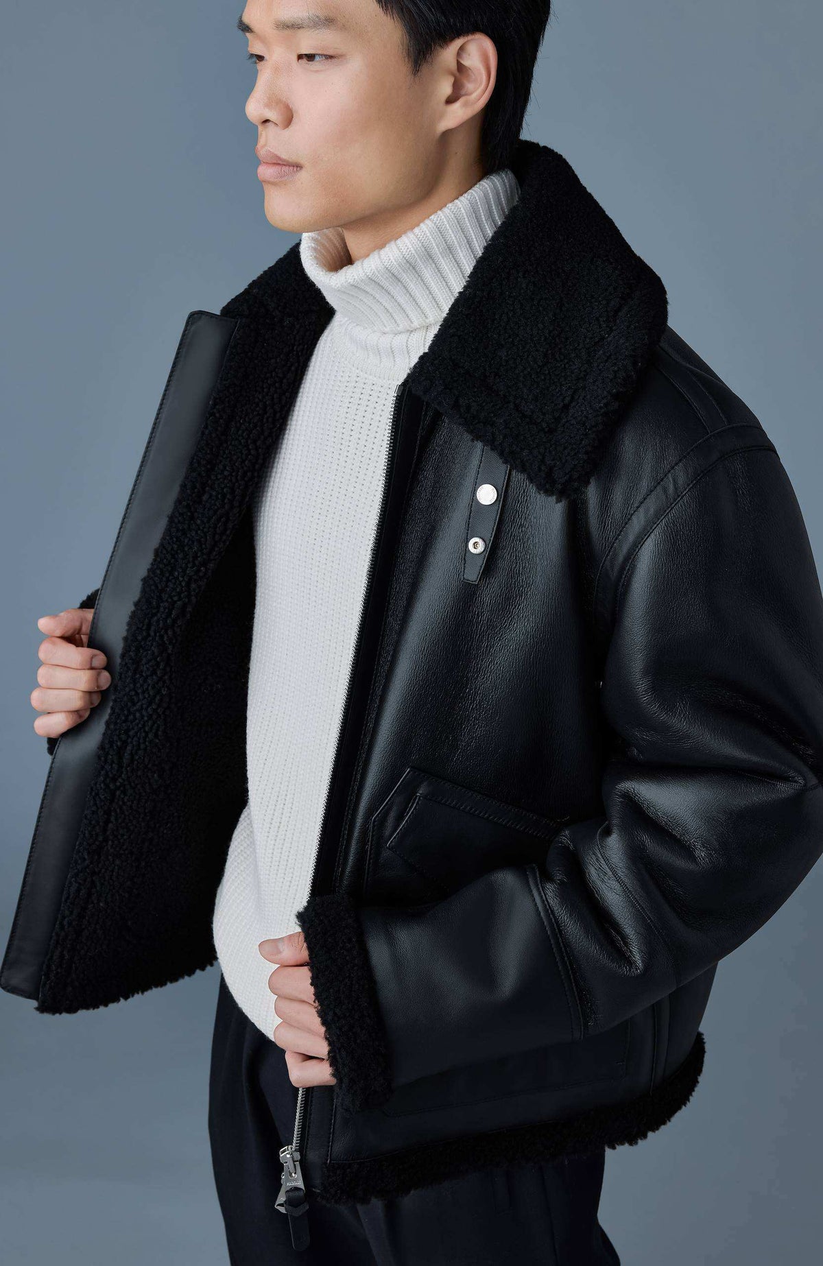 Black Men's Shearling Jacket