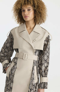 Taupe Snake Ladies Trench Coat