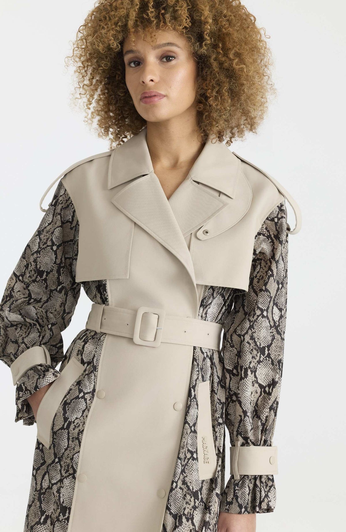 Taupe Snake Ladies Trench Coat