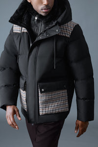 Black-Earth Brown Multi Men's Hooded Down Jacket