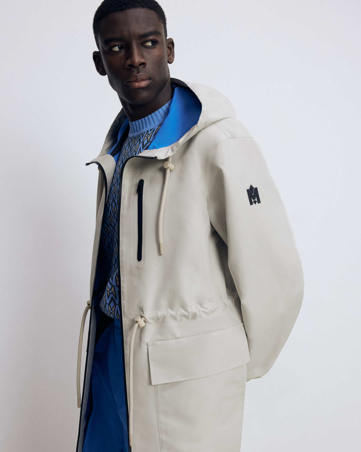 Trench-Celestial Blue Men's Hooded Rainwear/ Rainproof Coat