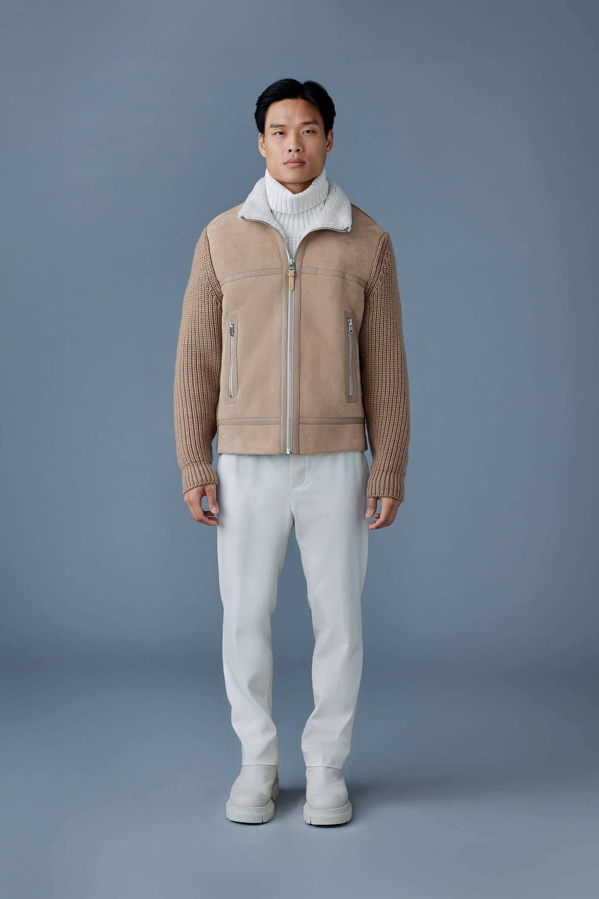 Light Camel-Natural Men's Mixed Media Jacket