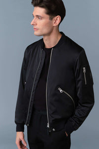 Black Men's Satin Bomber Jacket