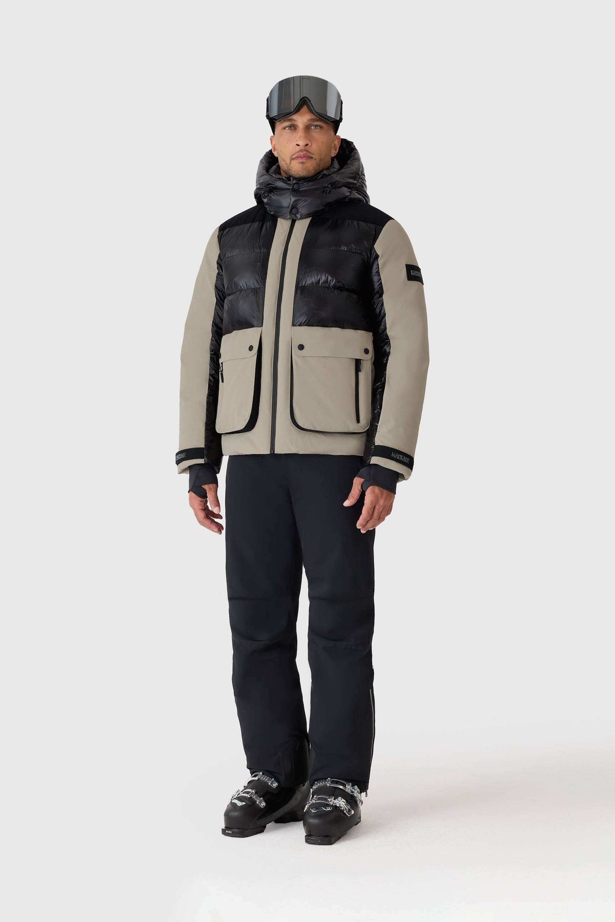 Taupe Men's Hooded Down Jacket
