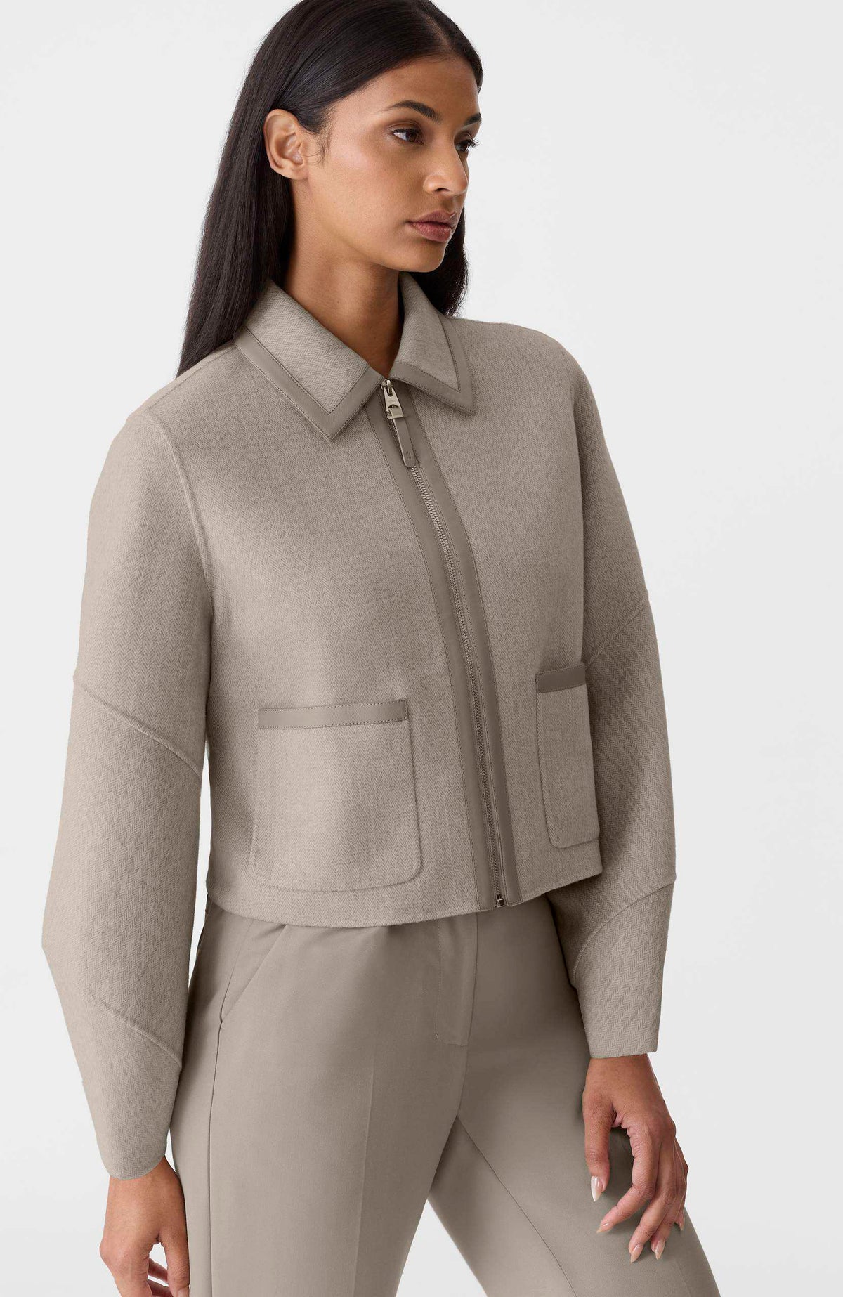 Taupe Mix-Taupe Ladies  Wool Jacket