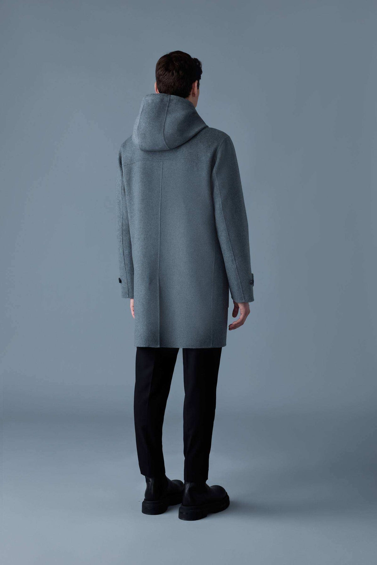 Carbon Mix-Light Grey Mix Men's Hooded Wool Coat