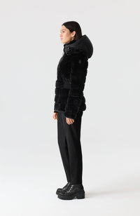 Black Ladies Hooded Down Jacket