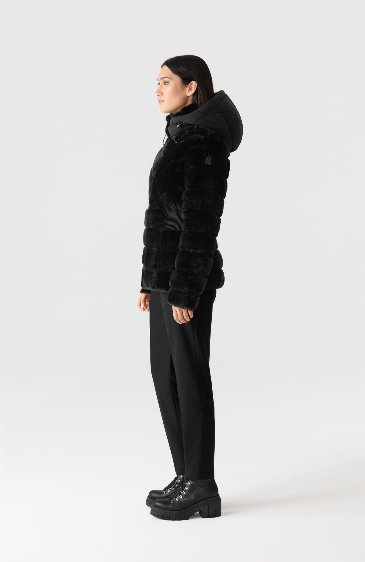 Black Ladies Hooded Down Jacket