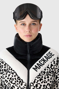 Black-White Ladies Hooded Down Jacket