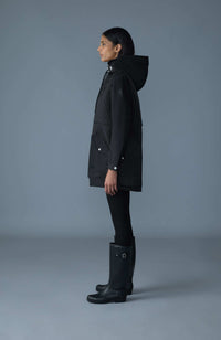 Black Ladies Polyfilled Quilted Hooded Coat
