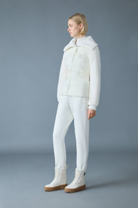 Cream Ladies Mixed Media Jacket