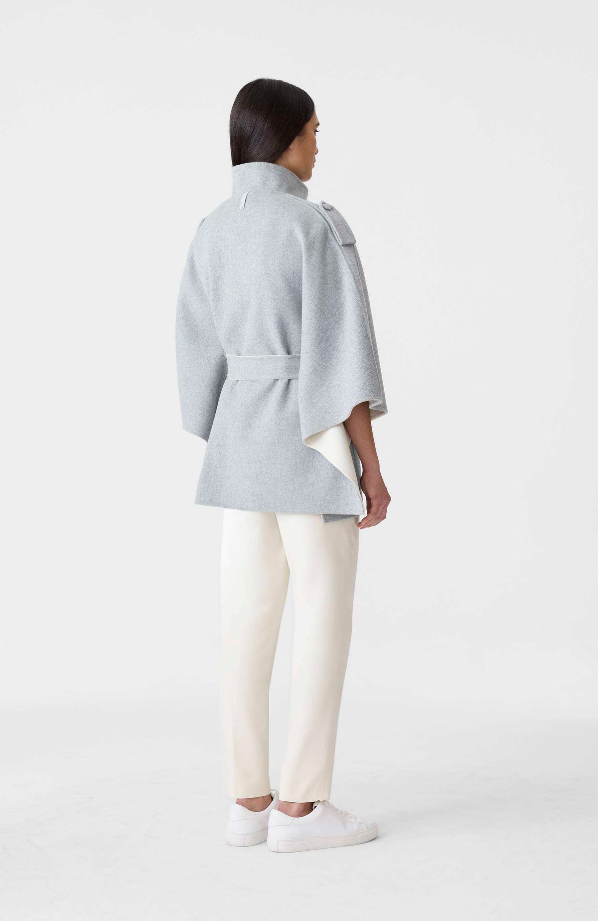 Light Grey Mix-Cream Ladies Wool Cape