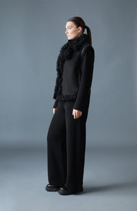 Black Ladies Shearling Vest