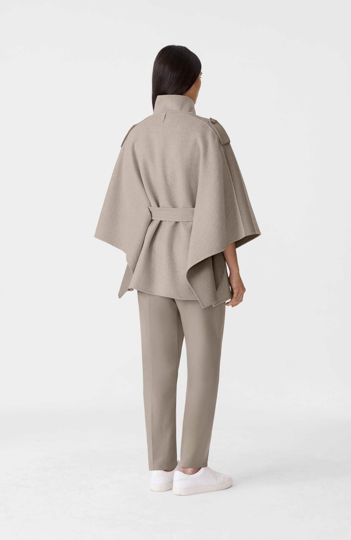 Taupe Mix-Taupe Ladies Belted Wool Cape