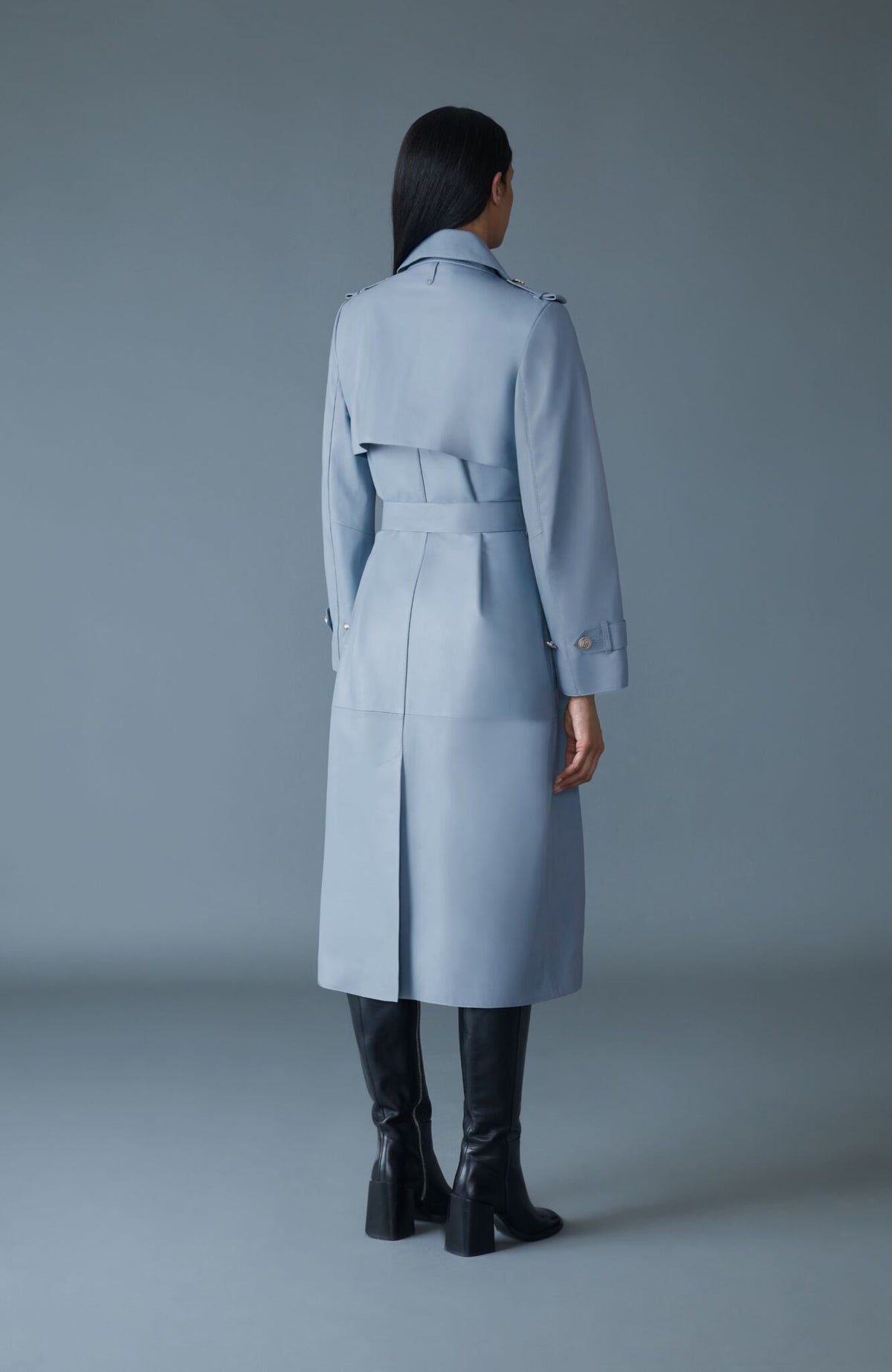 Fog Blue Ladies Leather coat