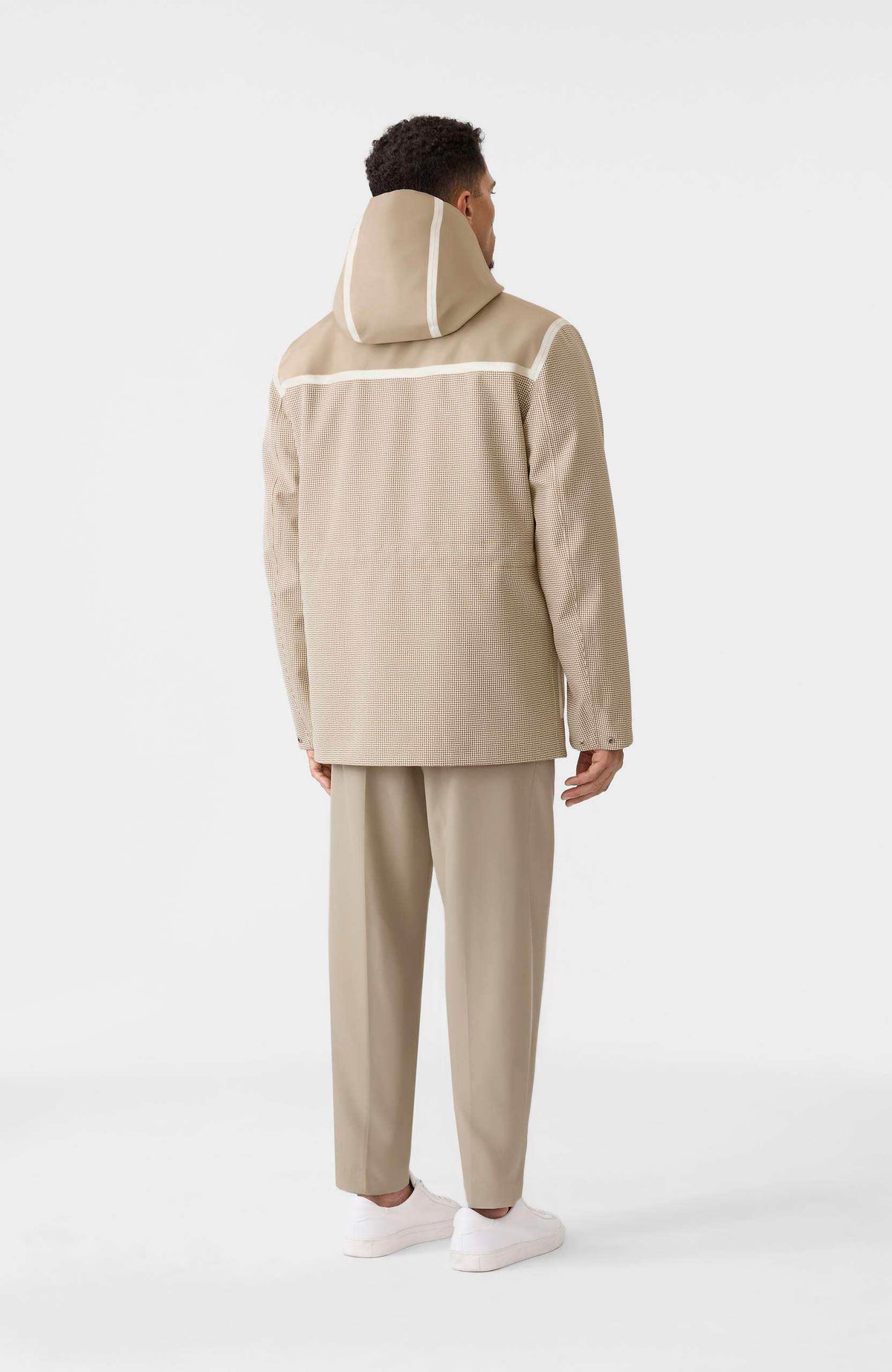 Light Camel-Cream Men's Hooded Rainwear/ Rainproof Coat