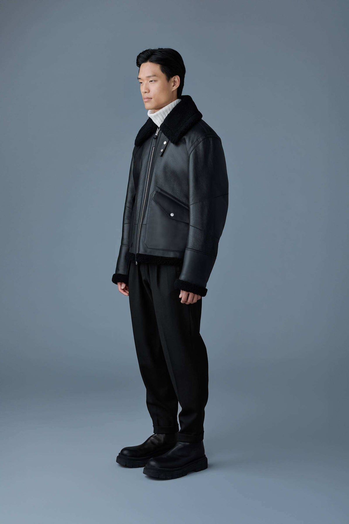 Black Men's Shearling Jacket