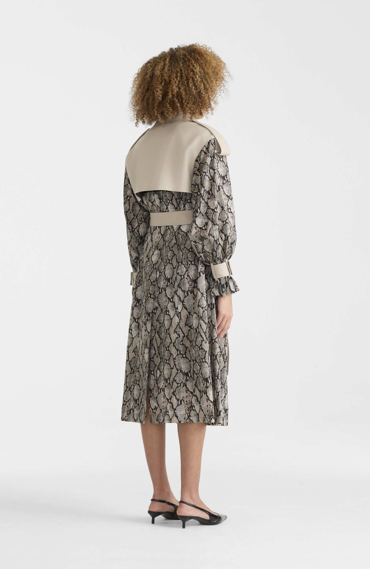 Taupe Snake Ladies Trench Coat