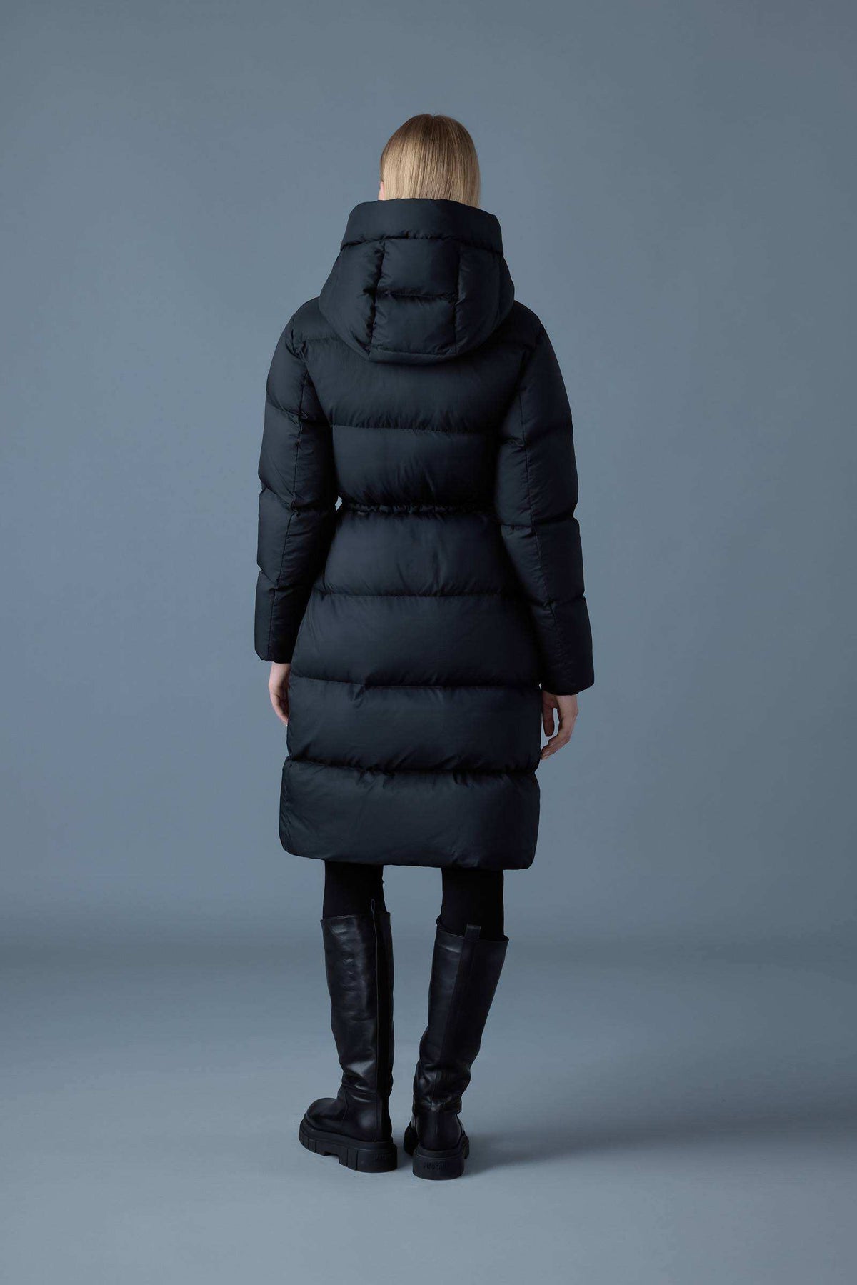 Black Ladies Hooded Down Coat