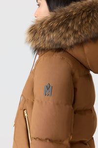 Earth Brown Ladies Hooded Down Jacket