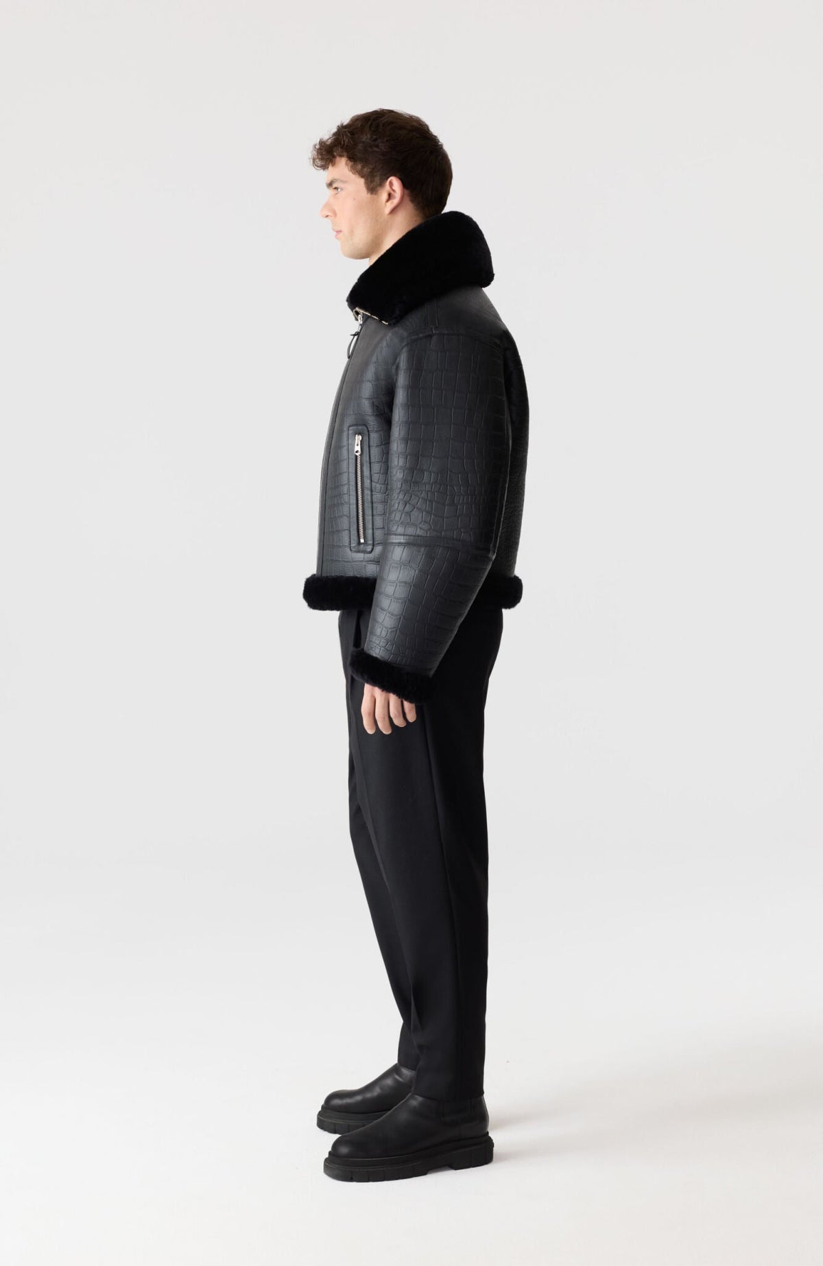 Black Men's Shearling Jacket