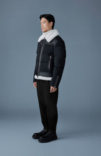 Black-Natural Men's Mixed Media Jacket