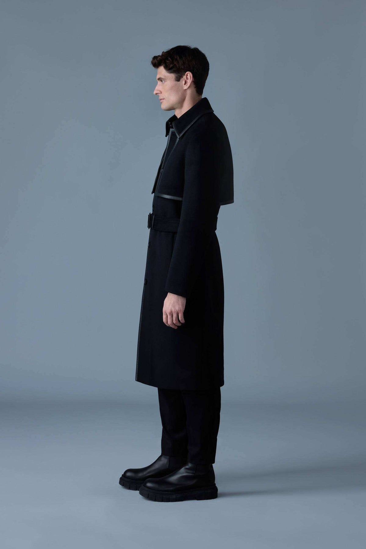 Black Men's Belted Trench coat