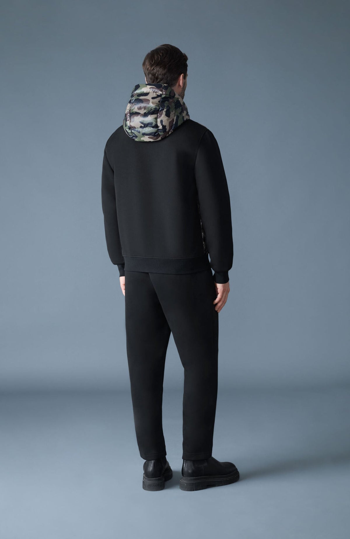 Black-Camouflage Print Men's Hooded Ready To Wear Jacket